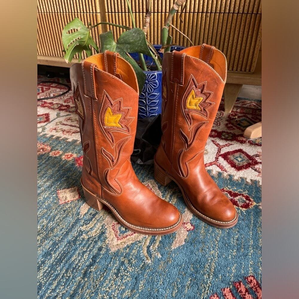 FRYE vintage Sabrina floral inlay cowboy Western boots size 6.5 - Picture 7 of 14